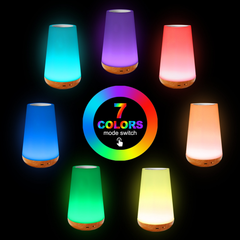 Remote Touch Wood Grain Bedside Lamp with RGB Atmosphere
